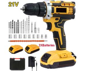 Nordara 2 Battery 21V Cordless Drill Combi Driver Electric Screwdriver Set in Yellow | Size: 1000mm × 13000mm Nordara Yellow 1000mm × 13000mm