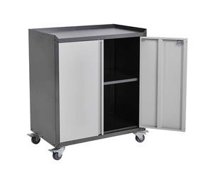 Nordara 2-Door Lockable Metal Cabinet, Mobile Storage for Office & Garage, UK in Grey Nordara Grey