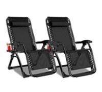 Nordara 2 x HEAVY DUTY ZERO GRAVITY CHAIR in Black | Size: 2 Pack Nordara Black 2 Pack