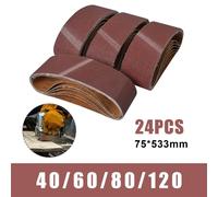 Nordara 24Pack 75x533mm Sanding Belts 60/80/120 Grit for Sander in Brown Nordara Brown