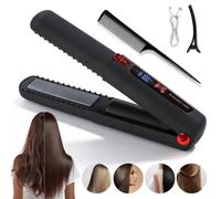 Nordara 2In1 Cordless Hair Straightener Curler Rechargeable Flat In Black black