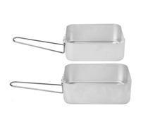 Nordara 2Pcs Aluminium Camping Mess Tins 1.6L 1.1L Silver Nordara Silver