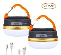 Nordara 2PCS Rechargeable USB LED Camping Lantern Portable Tent Light in Black Nordara Black
