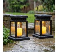Nordara 2pcs Solar Hanging Lantern Waterproof Garden Lamp in Black Nordara Black