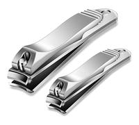 Nordara 2Pcs Stainless Steel Nail Clippers Fingernail Toenail Cutter In Silver silver
