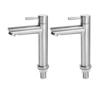 Nordara 2PCS Twin Taps Set Cold Pair Tap Traditional Bath Bathroom Basin Sink in Silver | Size: 1000mm × 15000mm Nordara Silver 1000mm × 15000mm
