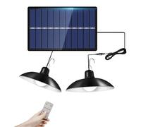 Nordara 2x- 2 Head LED Solar Powered Pendant Hanging Light Lamp in Black Nordara Black