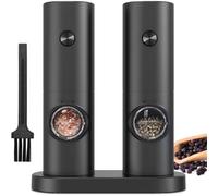 Nordara 2x Electric Salt & Pepper Grinder Adjustable Coarseness + LED in Black Nordara Black