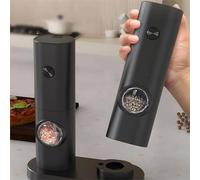 Nordara 2X Electric Salt Pepper Grinder Auto Mill Adjustable Coarseness LED in Black Nordara Black