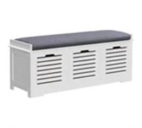 Nordara 3-Door Shoe Storage Bench Cushion in White Nordara White