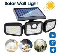 Nordara 3 Head 74 LED Solar PIR Motion Sensor Garden Security Flood Light in Black Nordara Black