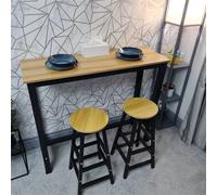 Nordara 3 PCS Modern Breakfast Bar Dining Table & 2 Stools Set Metal Frame in Brown Nordara Brown