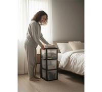 Nordara 3 Tier Black Plastic Drawers A5 Compact Vertical Storage Organizer Nordara Black