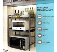 Nordara 3 Tier Expandable Microwave Rack Kitchen Corner Storage Shelf Stand in Black Nordara Black