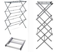 Nordara 3 Tier Folding Telescopic Airer Indoor Outdoor Clothes Dryer in Silver | Size: 100 cm x 15 cm Nordara Silver 100 cm x 15 cm