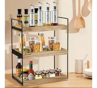 Nordara 3 Tier Kitchen Counter Coffee Condiment Storage Shelf in Brown Nordara Brown