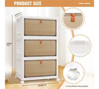 Nordara 3 Tier Plastic Storage Drawers Tower Stationery Organizer Wheels in White Nordara White