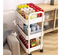 Nordara 3-Tier Rolling Storage Cart, Narrow Rack for Kitchen, Bathroom Laundry in White Nordara White