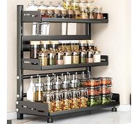 Nordara 3 Tier Spice Rack Standing Organizer Cabinet Holder in Black Nordara Black