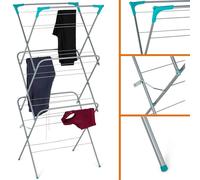 Nordara 3 Tier Winged Clothes Airer, Folding Laundry Drying Rack for Indoor in Silver Nordara Silver