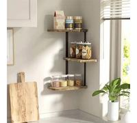 Nordara 3 Tier Wooden Corner Wall Shelf in Black Nordara Black