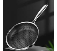 Nordara 30cm Stainless Steel Induction Geo Hex Frying Pan Non Stick in Silver Nordara Silver