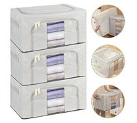 Nordara 3PCS Zipped Clothes Storage Bags, Wardrobe Underbed Organizer in Grey | Size: 1000L Nordara Grey 1000L