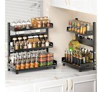 Nordara 3Tier Spice Rack Kitchen Storage Organiser in Black | Size: 1000ml Nordara Black 1000ml