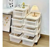 Nordara 4 Tier Plastic Storage Drawer Tower Unit Organiser Trolley in Cream Nordara Cream