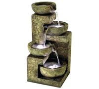 Nordara 4 Tier Water Feature Outdoor LED Fountain Waterfall Garden Decor in Bronze Nordara Bronze