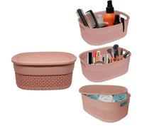 Nordara 4L Plastic Storage Basket With Lid & Handle Tidy Organiser - PINK Nordara Pink