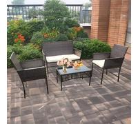 Nordara 4pc Rattan Garden Furniture Set Patio Sofa Chairs Coffee Table Nordara Multicolor