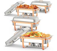 Nordara 4Pcs 8Qt Stainless Rectangular Chafing Dish in Silver Nordara Silver