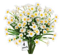Nordara 4PCS Artificial Daisy Flowers UV Resistant Care Free Home Decor in White Nordara White