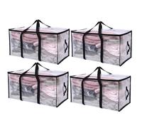 Nordara 4Pcs Clear Extra Large Storage Moving Bags 68x38x34cm in White | Size: 68 x 38 x 34 cm Nordara White 68 x 38 x 34 cm