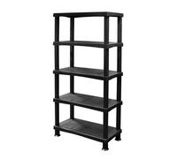 Nordara 5 Tier Plastic Shelving Unit Storage Racking Home Garage Shed in Black | Size: 120 cm x 70 cm Nordara Black 120 cm x 70 cm