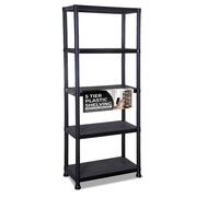 Nordara 5 Tier Plastic Storage Shelving Unit Garage Organiser in Black Nordara Black