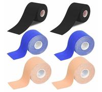 Nordara 6 Rolls Kinesiology Tape for Sports, Athletic Muscle Support 5cm x 5m in Blue | Size: 100 cm Nordara Blue 100 cm