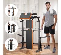 Nordara 600LBS 6 in 1 Adjustable Folding Weight Bench Set Barbell Rack in Black Nordara Black