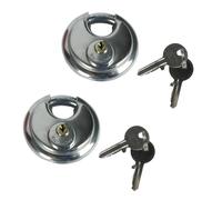 Nordara 70mm Round Discus Shackle Padlock Stainless Steel 2 Pack With 2 Keys in Silver Nordara Silver