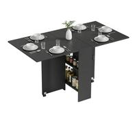 Nordara 80-140 cm Folding Dining Table for 4-6 Drop Leaf Table Black | Size: 100 cm x 100 cm Nordara Black 100 cm x 100 cm