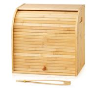 Nordara Bamboo Double Layer Roll Top Bread Box Kitchen Storage Bin in Natural Nordara Natural