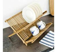 Nordara Bamboo Folding Dish Drainer Plate Cup Cutlery Drying Rack in Beige Nordara Beige