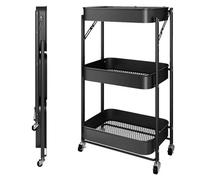 Nordara Black 3 Tier metal folding handcart storage rolling rack Nordara Black