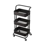 Nordara Black 3 Tier Shelf Kitchen Storage Trolley Cart Rack Tray w/ Wheels Nordara Black