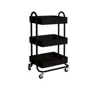 Nordara Black 3-Tier Steel Kitchen Trolley Cart Rolling Storage Rack Shelf | Size: 100 cm x 15 cm Nordara Black 100 cm x 15 cm