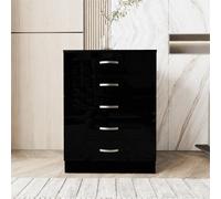 Nordara Black High Gloss Tall 5 Drawer Chest for Bedroom Nordara Black