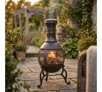 Nordara Cast Iron Steel Chimenea Fire Pit Patio Heater & BBQ Grill in Bronze Nordara Bronze