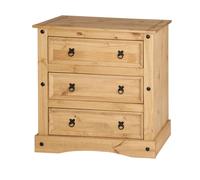 Nordara Chest of Drawers 3 Drawer Solid Pine Bedroom in Brown | Size: 0.6m2 Nordara Brown 0.6m2