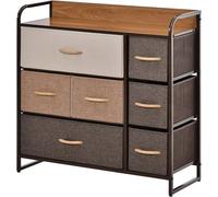 Nordara Chest of Drawers 7 Foldable Drawers 3-Tier Fabric Storage Organizer in Brown | Size: 120 cm x 70 cm Nordara Brown 120 cm x 70 cm